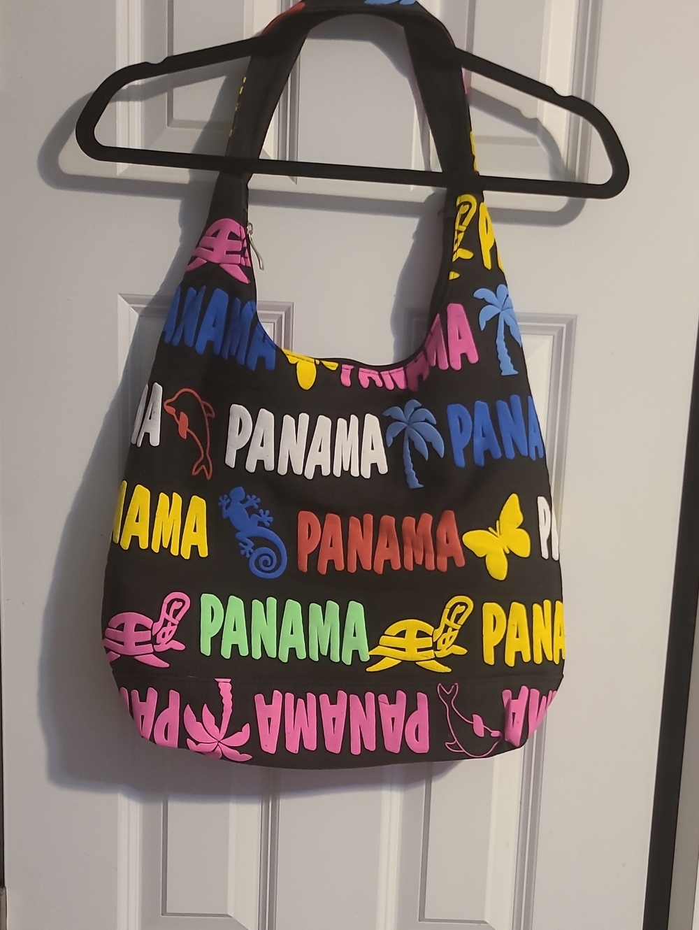 Panama Printed Multicolor Shoulder Bag - Black - Picture 1 of 2